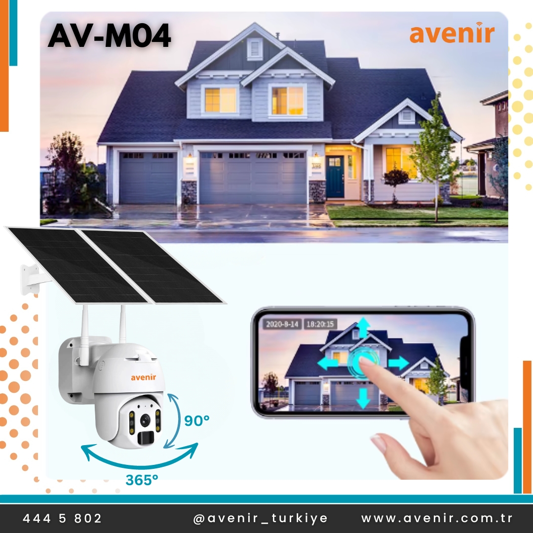 Avenir AV-M04 4 MP Solar Sistem 4G Sim Kartlı Solar Panelli IP Speed Dome PTZ Kamera - Görsel 8