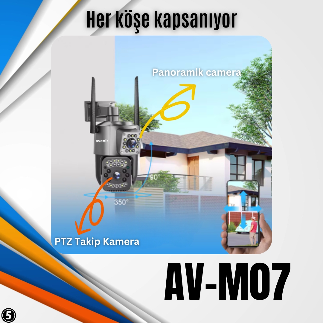 AV-M07 4MP (2*2MP) 2 Kameralı 4G Sim Kartlı IP PTZ Kamera V380 PRO App - Görsel 4