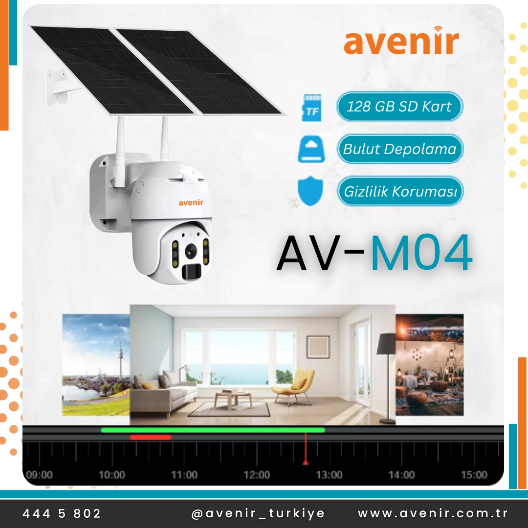 Avenir AV-M04 4 MP Solar Sistem 4G Sim Kartlı Solar Panelli IP Speed Dome PTZ Kamera - Görsel 5
