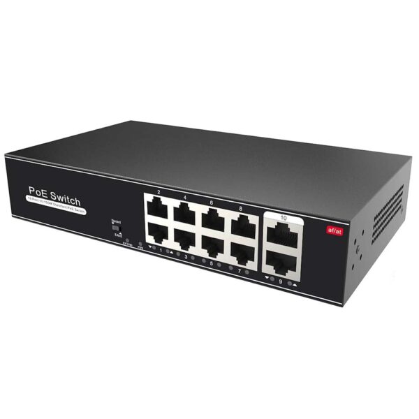8+2 Ports PoE switch (1-4 Ports Kablo Desteklemesi Şartı ile PoE 250m Mesafe) 120W AV-H1108PGL