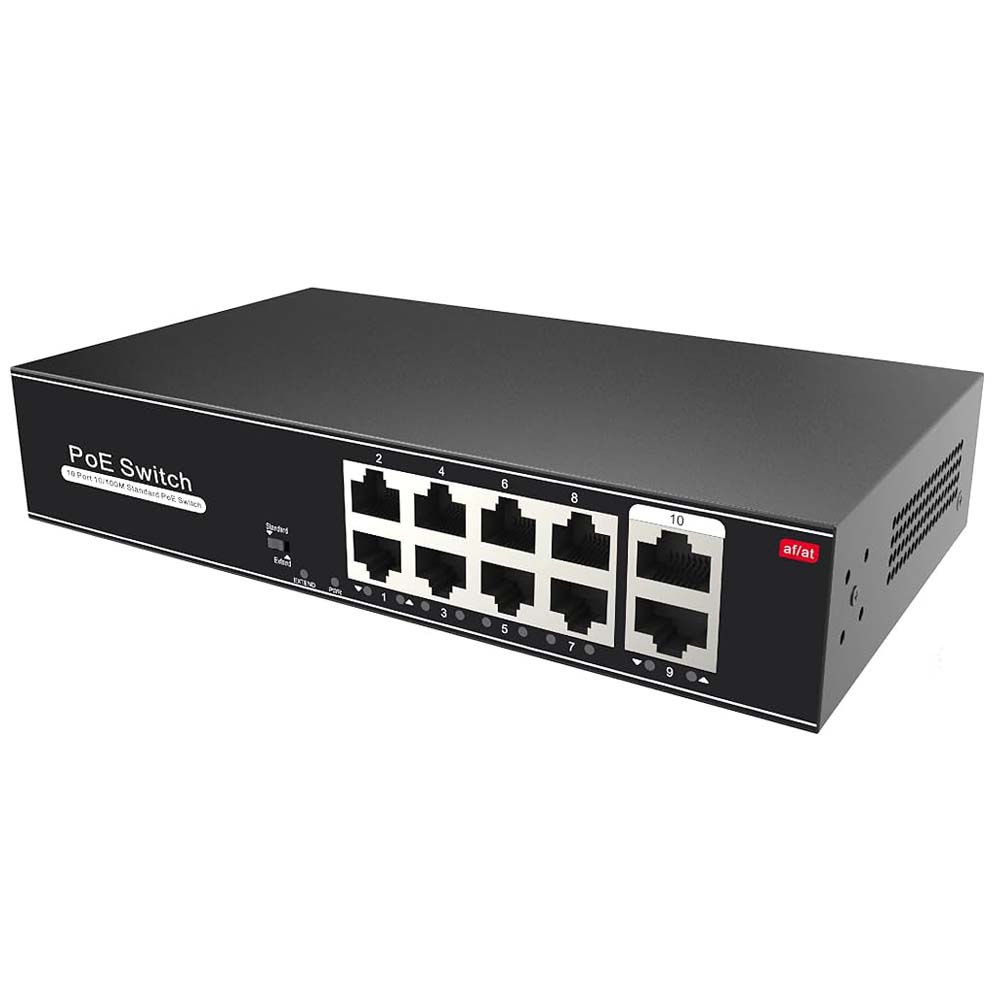 8+2 Ports PoE switch (1-4 Ports Kablo Desteklemesi Şartı ile PoE 250m Mesafe) 120W AV-H1108PGL