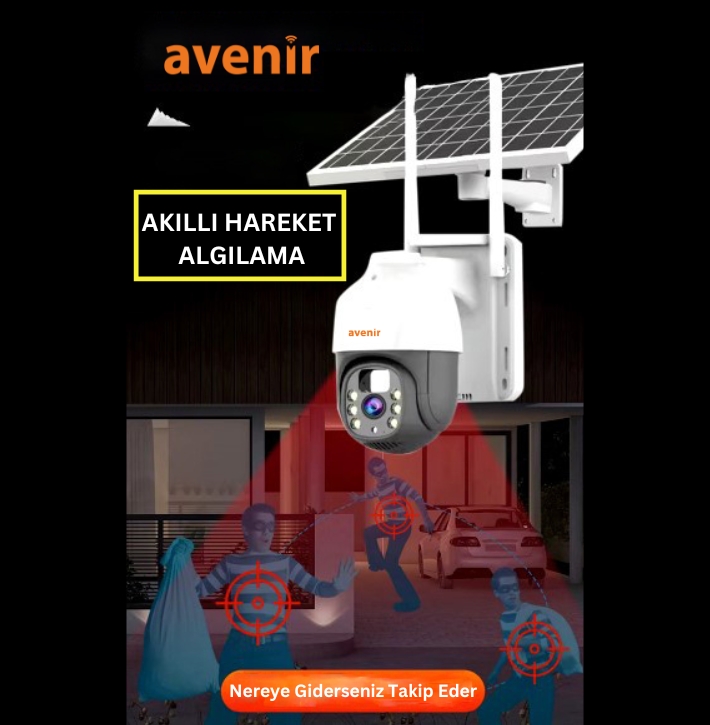 Avenir AV-M11 4G Sim Kartlı 3MP Tam Renkli Gece Görüşü Hareket Algılama Çift Yönlü Ses 10400 mAh Batarya 5 w/h solar panel IP PTZ Solar Kamera - Görsel 8