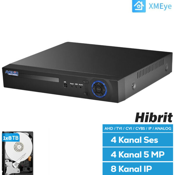 Ahd DVR 4 Kanal 2mp 1080P H265 5ın1 Hibrit Xmeye Kayıt Cihazı AV-TC04GM