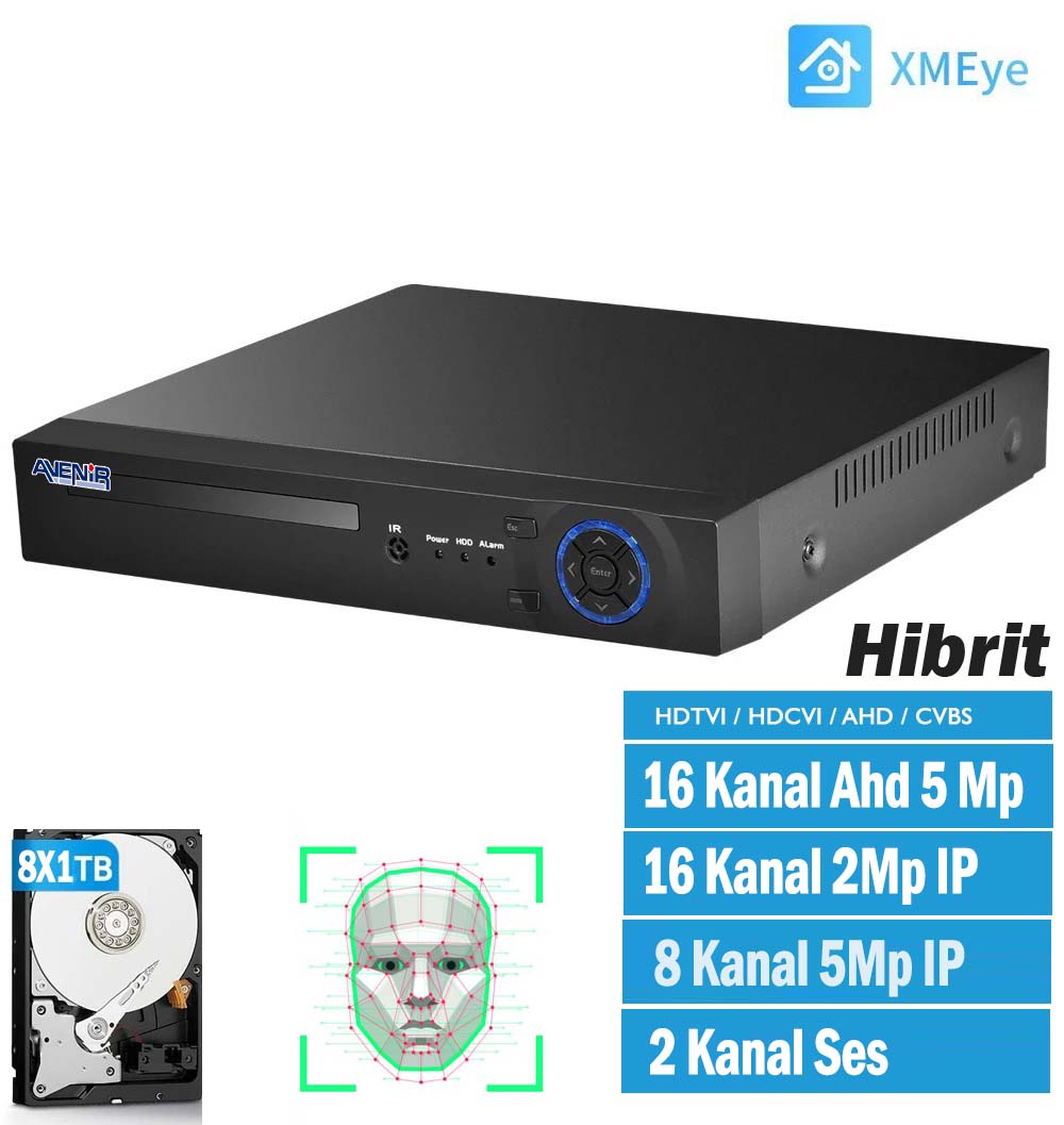 h.265 16 Kanal 1080N Hibrit Kayıt Cihazı AV-TC16M