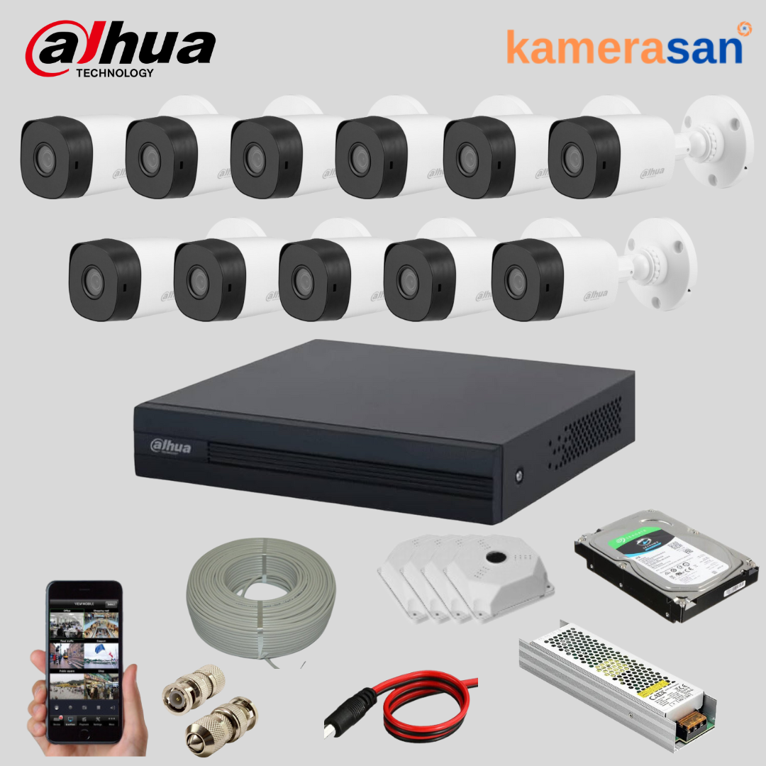 Dahua 11 Kameralı AHD Dış Mekan Ev Güvenlik Paketi – Full Set Kamera Sistemi