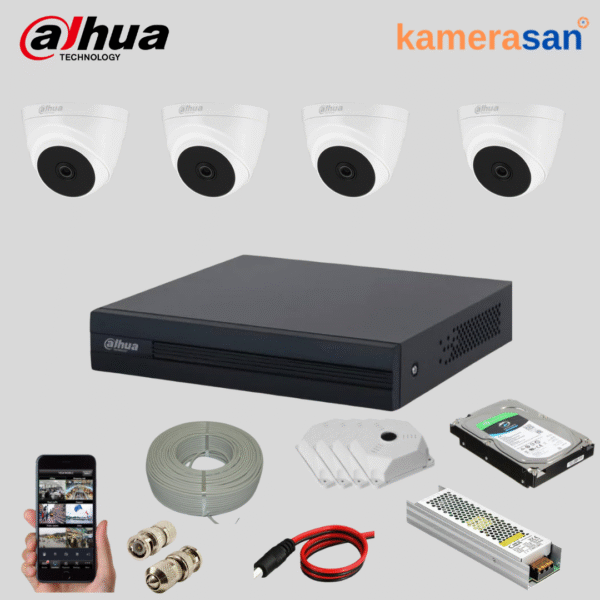 DAHUA 4 KAMERALI İÇ MEKAN GÜVENLİK KAMERASI SETİ
