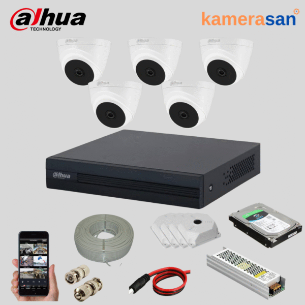 DAHUA 5 KAMERALI İÇ MEKAN GÜVENLİK KAMERASI SETİ
