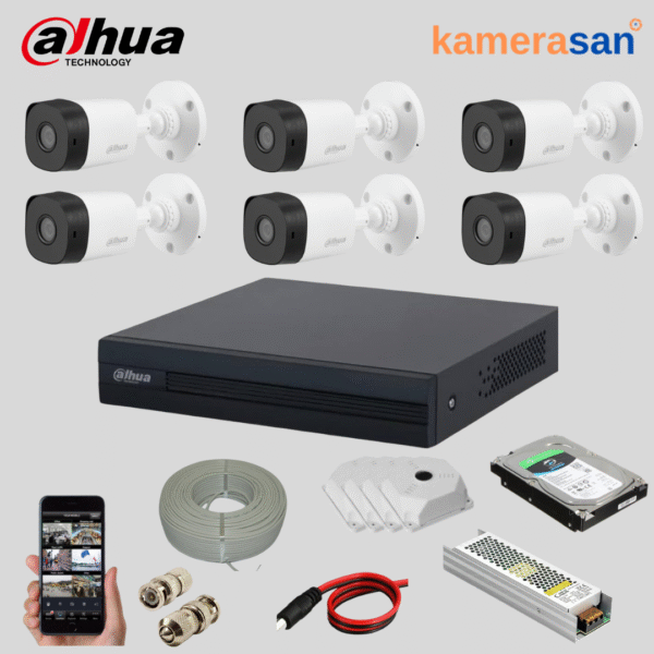 Dahua 5 Kameralı AHD Dış Mekan Ev Güvenlik Paketi – Full Set Kamera Sistemi