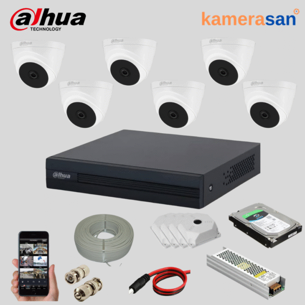 DAHUA 6 KAMERALI İÇ MEKAN GÜVENLİK KAMERASI SETİ