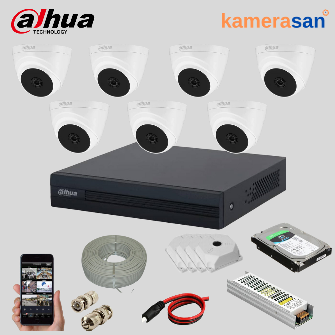 DAHUA 7 KAMERALI İÇ MEKAN GÜVENLİK KAMERASI SETİ